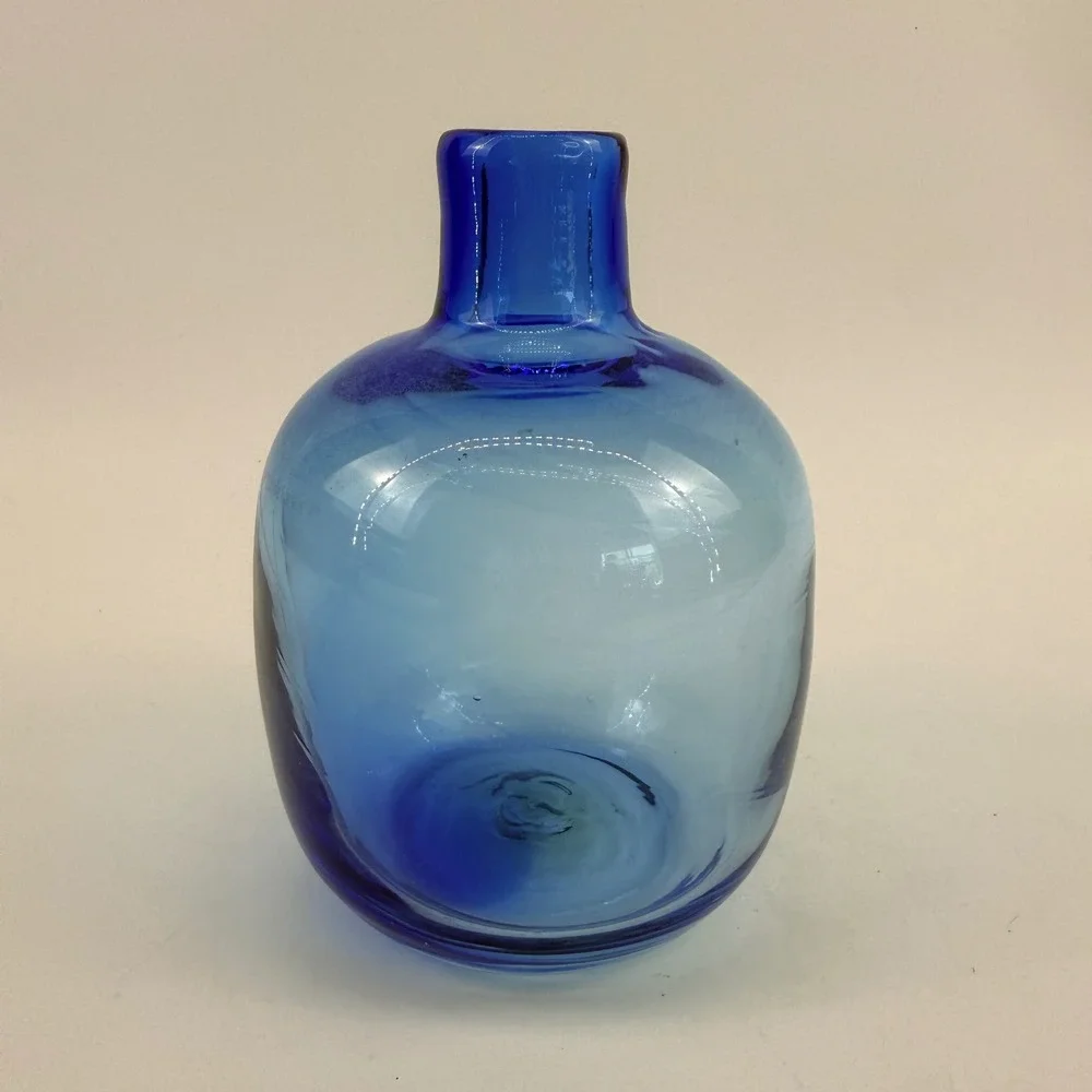 Blenko 6424 Turquoise Bud Vase Candleholder Joel Myers MCM Art Glass